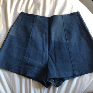 High Waisted Chambray Shorts